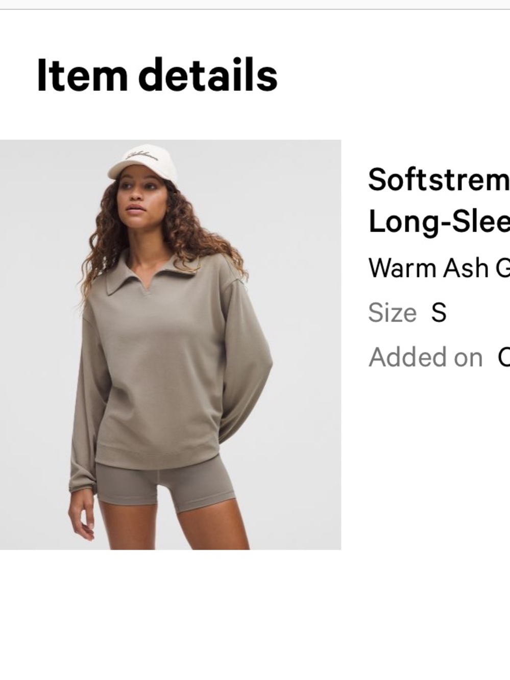 NWOT lululemon softstreme pique oversize l/s polo size small in warm ash grey